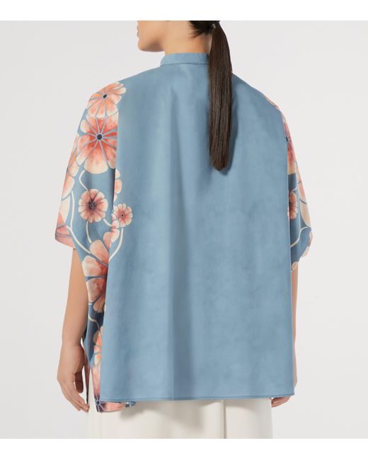Marina Rinaldi Blue X Maccapani Cotton Printed Astro Blouse