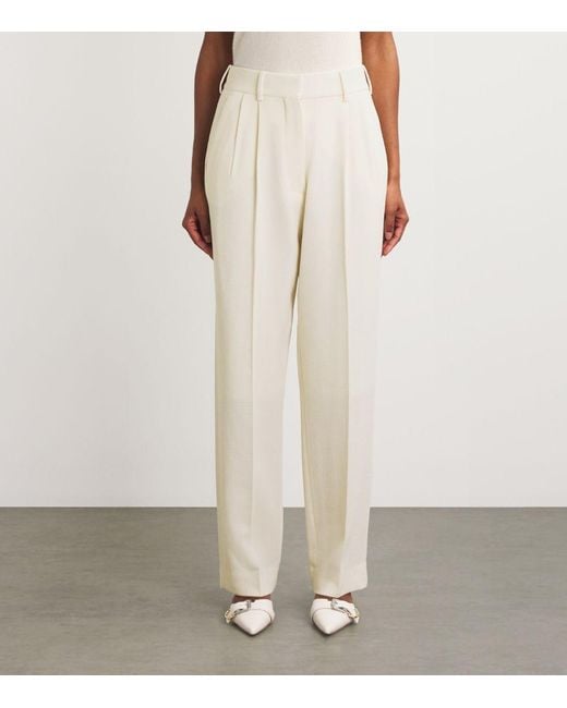 Blazé Milano White Virgin Wool Fox Tailored Trousers