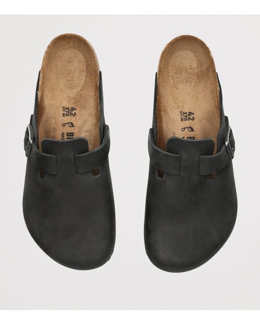 Birkenstock Black Oiled Leather Boston Clogs for men