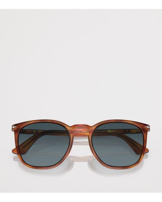 Persol Blue Acetate Round Sunglasses