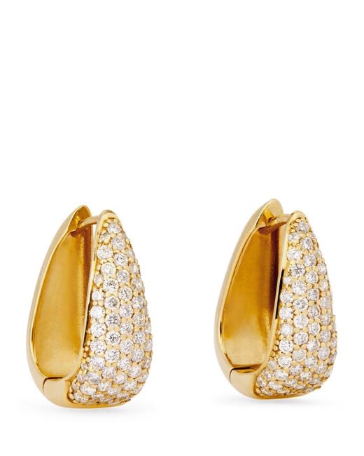 Jennifer Meyer Metallic Mini And Diamond Edith Elongated Teardrop Huggie Earrings