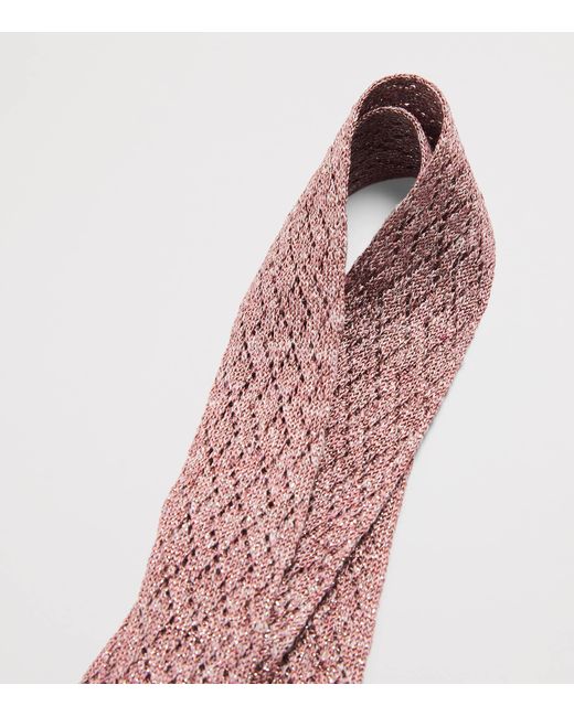 Eleventy Pink Silk-Linen-Blend Skinny Scarf