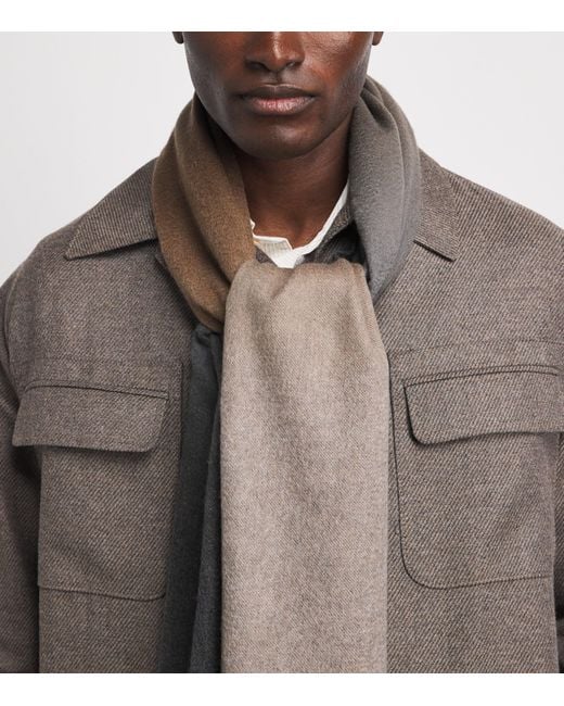 Johnstons Gray Cashmere Ombré Scarf for men