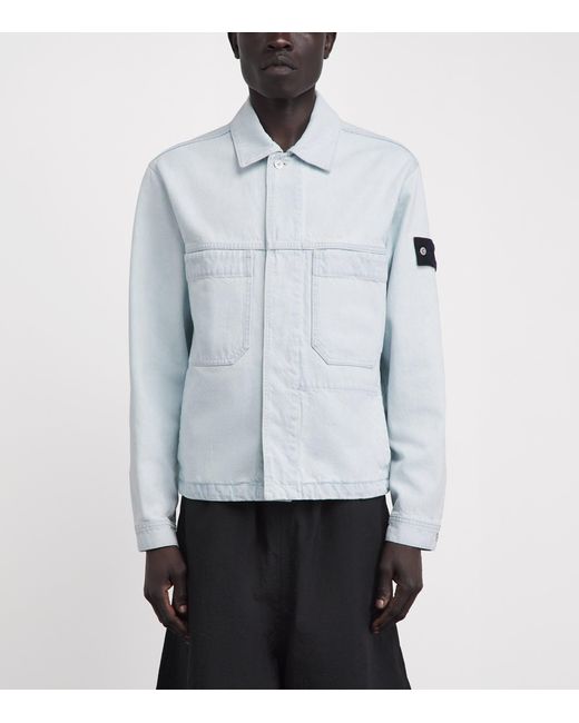Stone Island Blue Denim Coach Jacket for men