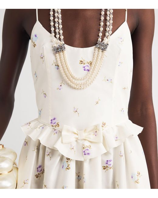 Alessandra Rich White Silk Floral Midi Dress