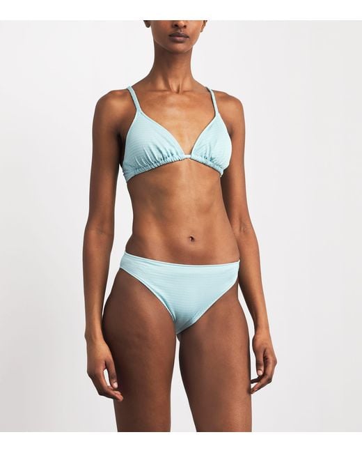 Wolford Blue Textured Triangle Bikini Top