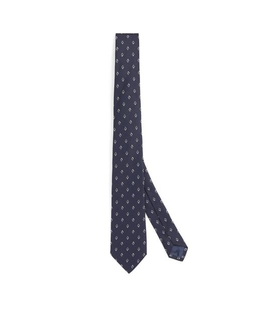Emporio Armani Blue Silk Jacquard Diamond Tie for men