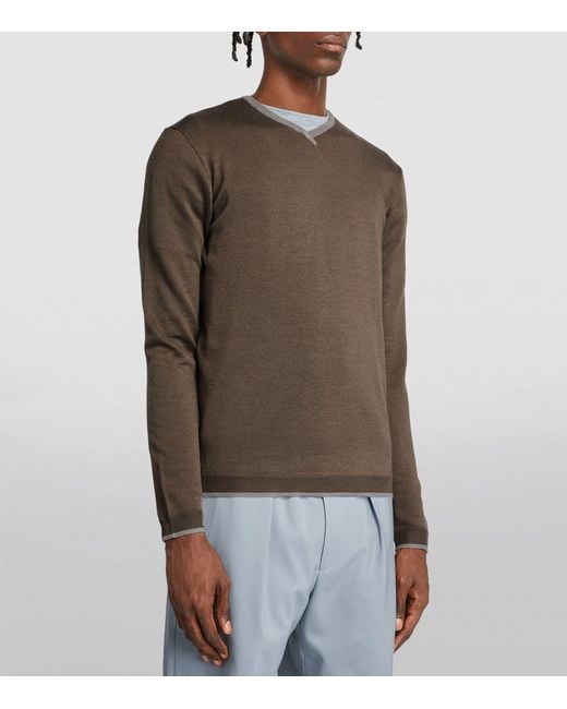 Giorgio Armani Brown Cashmere-silk Blend Sweater for men