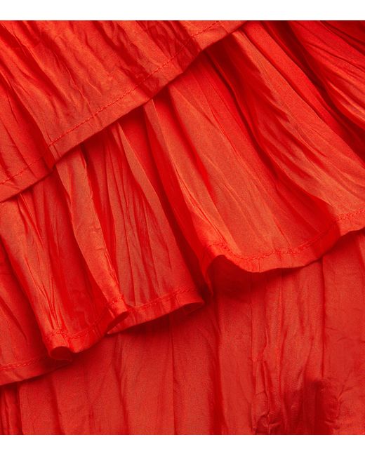Joseph Red Silk Habotai Sully Midi Skirt