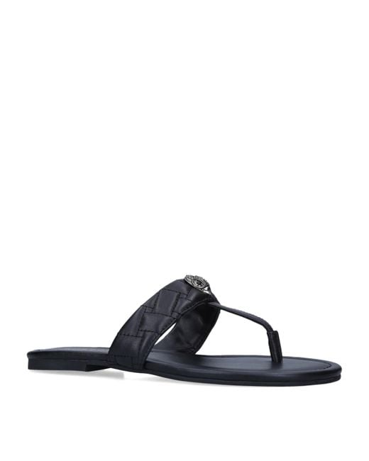 Kurt Geiger Blue Leather Kensington T-Bar Sandals