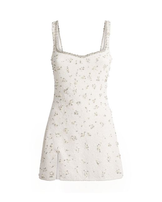 Clio Peppiatt White Bridal Crystal Mini Dress