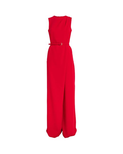 Max Mara Red Belted Wide-Leg Sondrio Jumpsuit