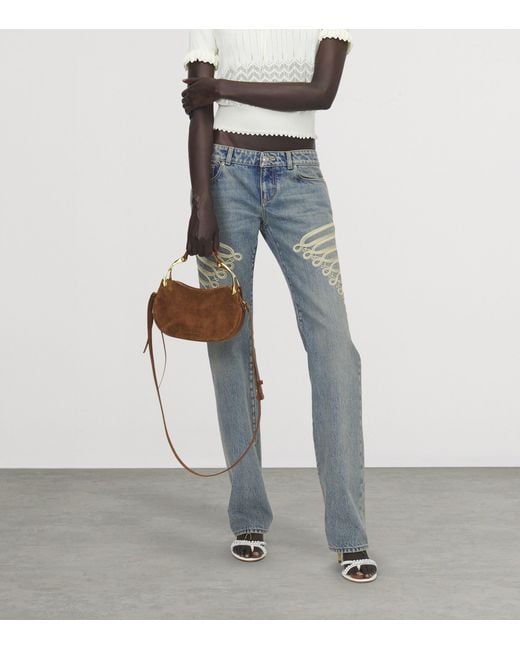 McQueen Brown Mini Suede Wishbone Top-Handle Bag