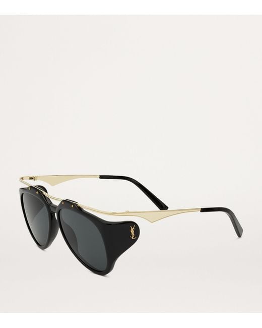 Saint Laurent Black Amelia Aviator Sunglasses
