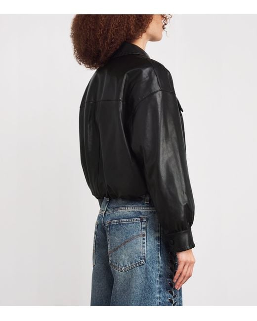 FRAME Black Bubble Leather Jacket