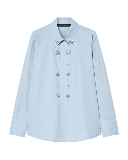 Marina Rinaldi Blue Cotton Embellished Shirt