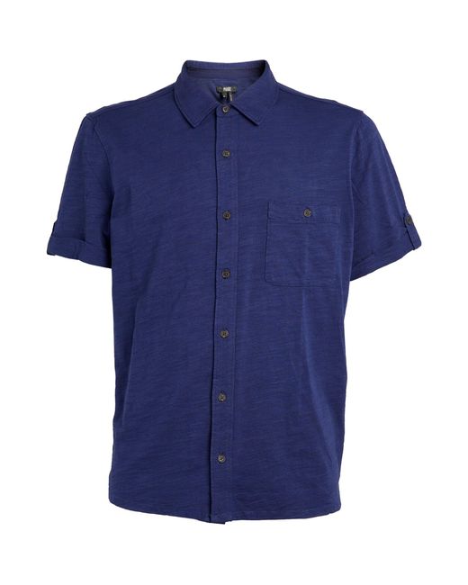 PAIGE Blue Button-detail Brayden Shirt for men