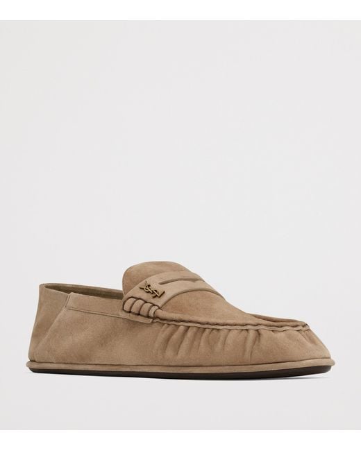 Saint Laurent Brown Suede Foldable Le Loafers for men