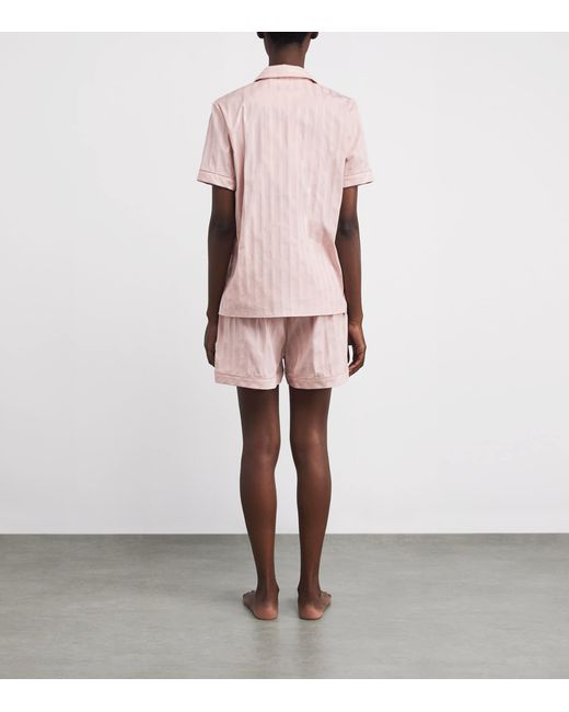 Harrods Pink Cotton Stripe Short Pyjama Set