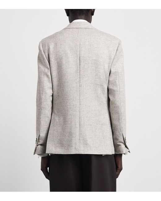 Lardini White Wool-Cashmere Check Blazer for men
