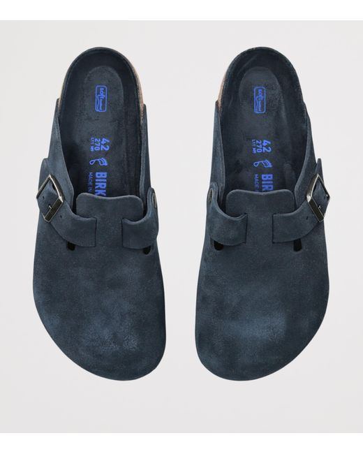 Birkenstock Blue Suede Boston Clogs for men