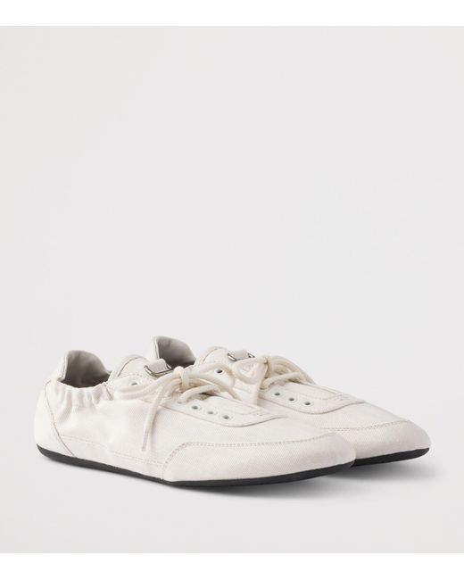 Prada White Denim Collapse Sneakers for men