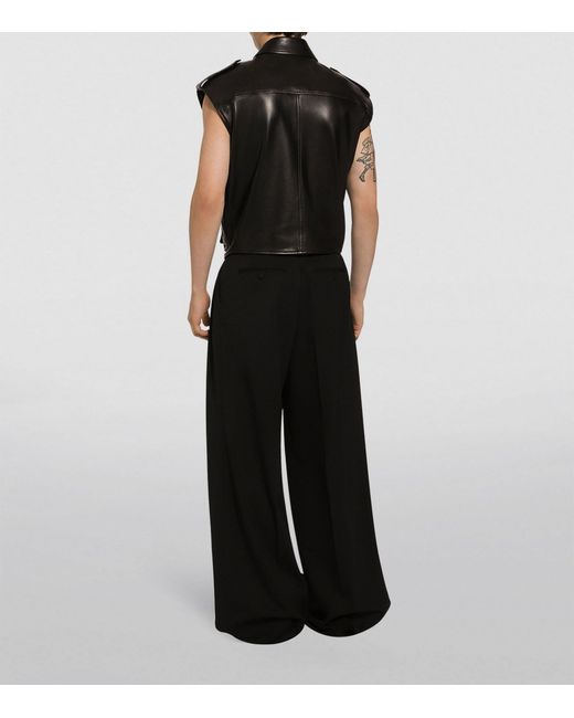 Dolce & Gabbana Black Virgin Wool Wide-leg Trousers for men