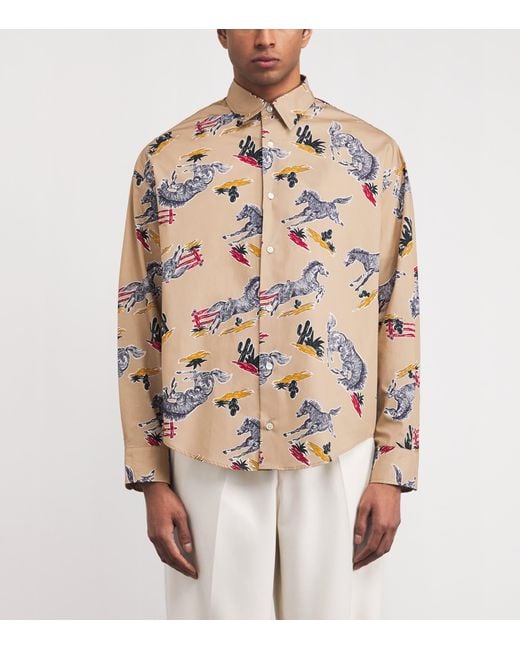 AMI Natural Cotton Horse Print Shirt for men