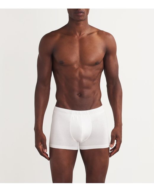 Hanro White Cotton Superior Trunks for men