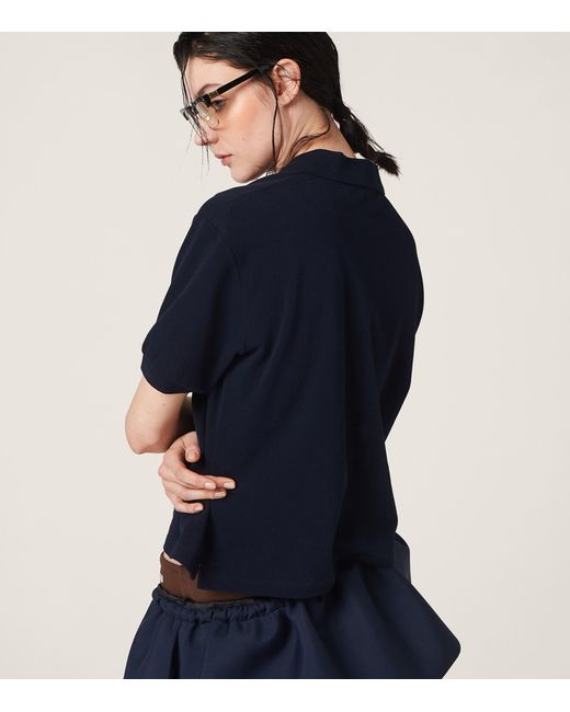 Miu Miu Blue Piquet Cotton Polo Shirt