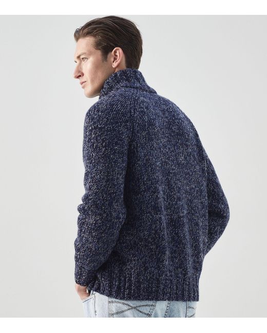 Brunello Cucinelli Blue Wool-cashmere-silk Cardigan for men