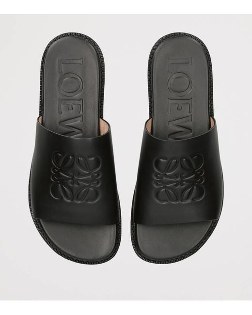 Loewe Black Flex Anagram Slides for men
