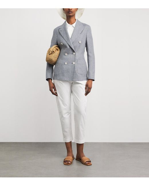 Eleventy Gray Double-Breasted Blazer