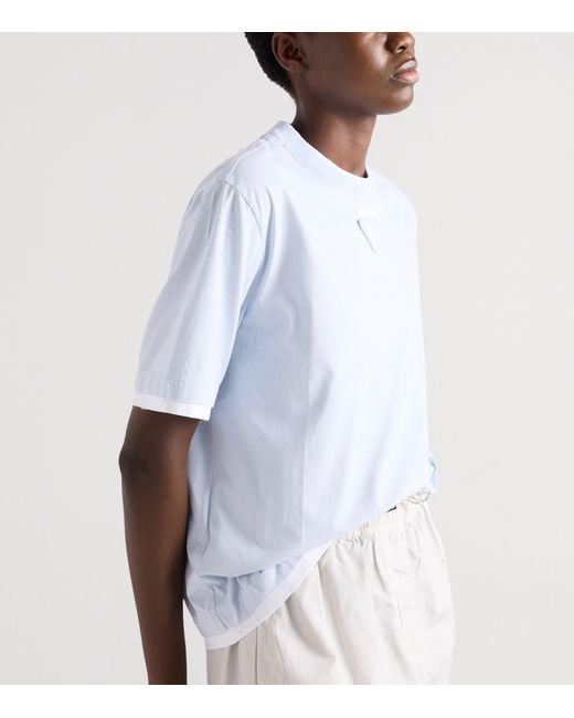 Prada White Cotton Jersey Triangle T-Shirt