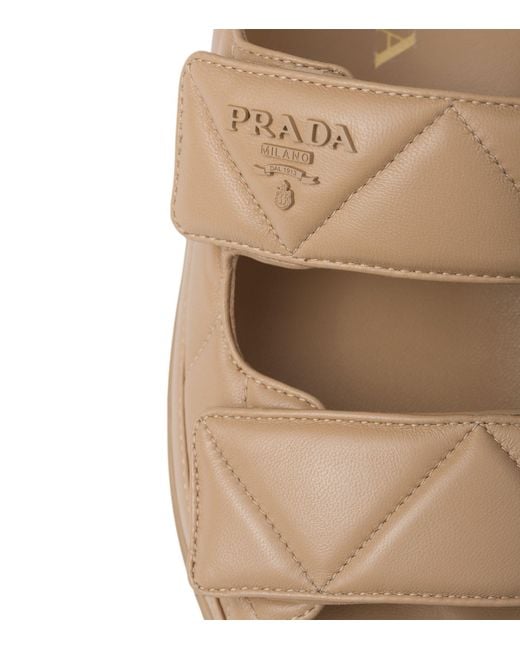 Prada Natural Padded Leather Slingback Sandals