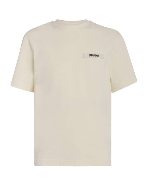Jacquemus White Relaxed Fit T-Shirt With Subtle Logo Patch for men