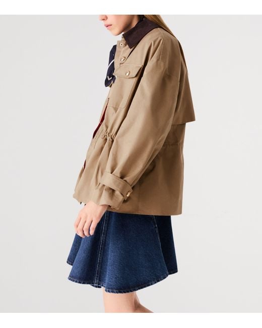 Maje Brown Contrast-Collar Trench Coat