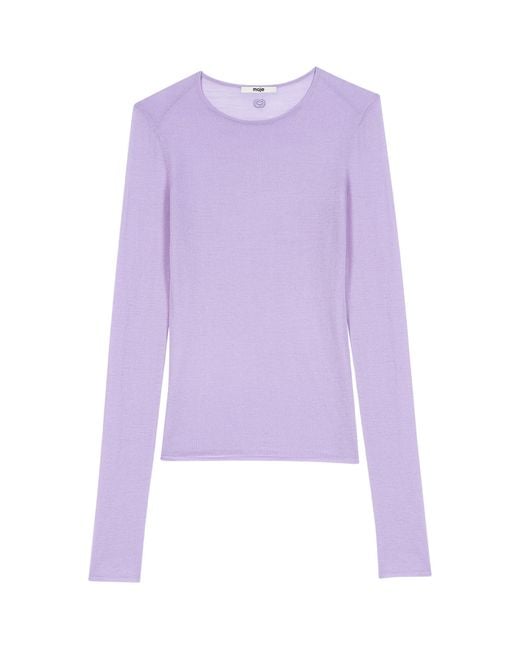 Maje Purple Wool Crew-Neck Sweater
