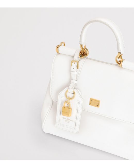 Dolce & Gabbana White Leather My Sicily Top-Handle Bag
