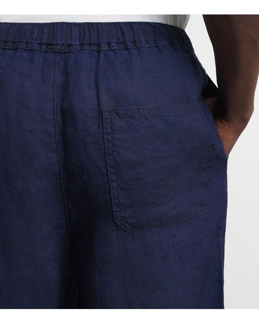 FRAME Blue Linen Drawstring Trousers for men
