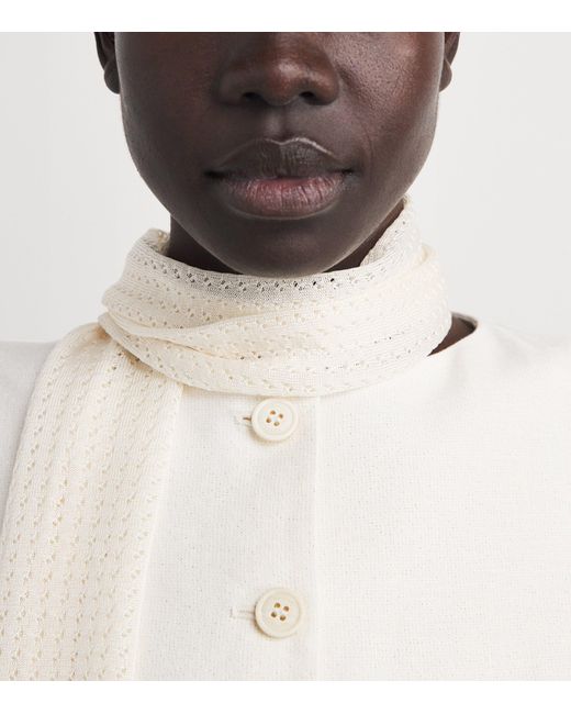 Eleventy White Silk Scarf