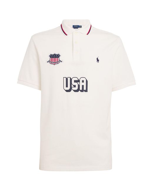 Polo Ralph Lauren White Cotton Usa Polo Shirt for men