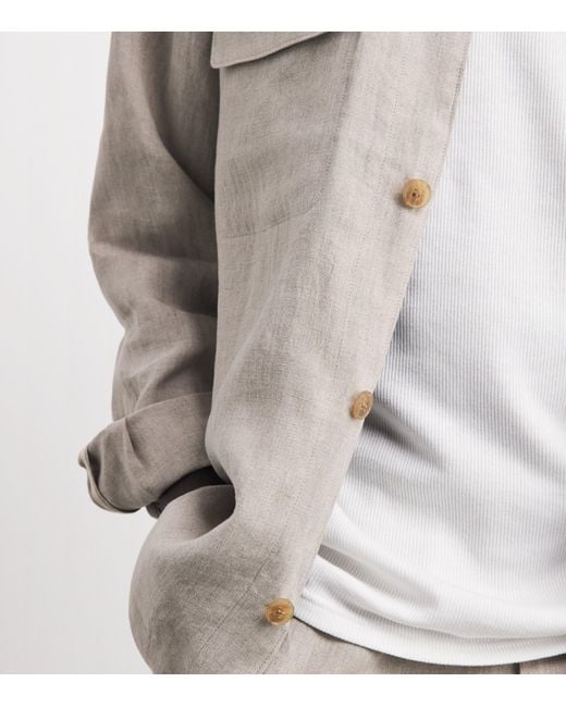 Sunspel Gray Linen Overshirt for men