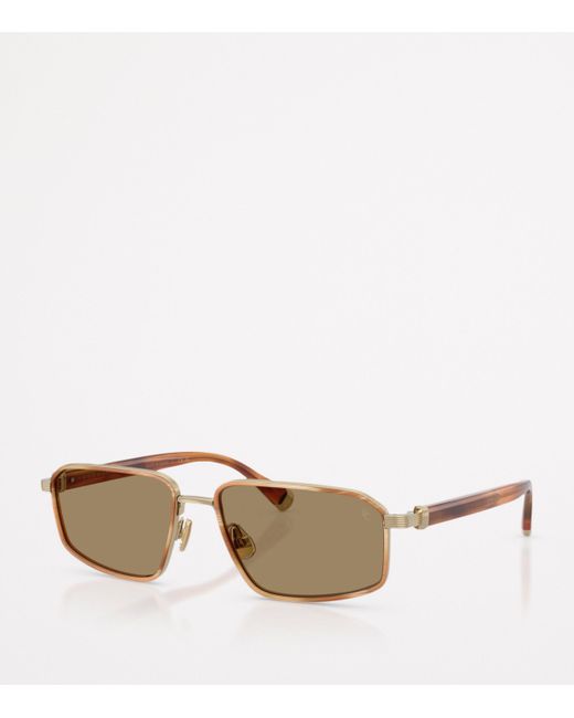 Brunello Cucinelli Natural Titanium Rectangle Jarama Sunglasses for men