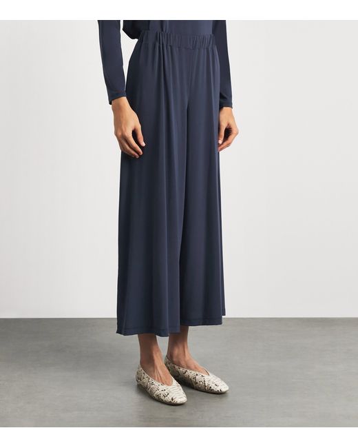 Issey Miyake Blue Drape Jersey Cropped Trousers