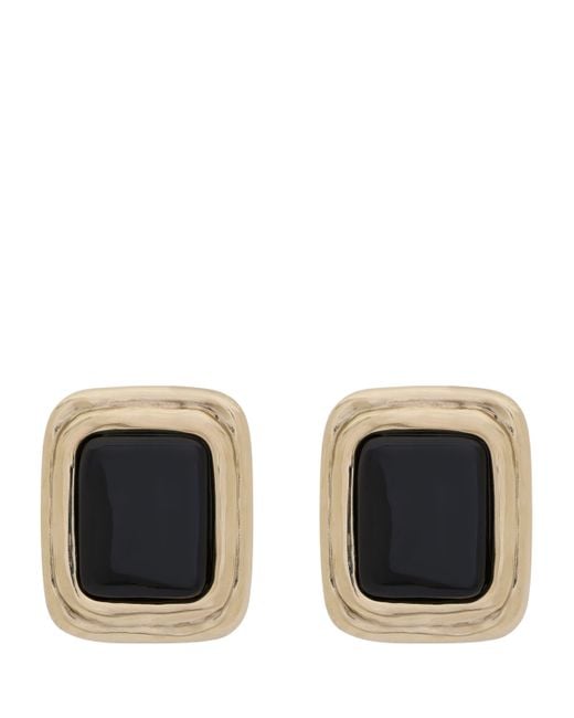 Saint Laurent Black Cabochon Clip-On Earrings
