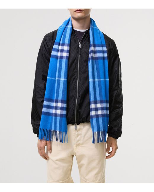 Burberry Blue Cashmere Check Scarf