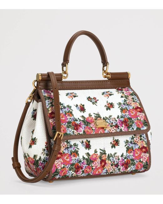 Dolce & Gabbana Embroidered Floral Sicily Top-Handle Bag