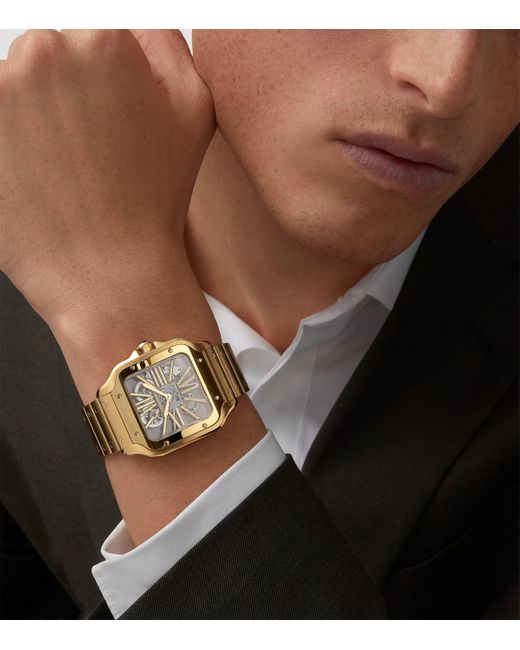 Cartier Metallic Large Santos De Skeleton Watch for men