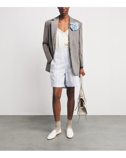 Sandro Gray Wool-Blend Floral-Brooch Blazer